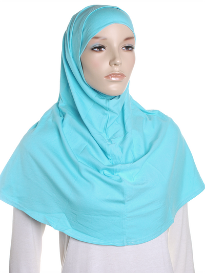 Light Teal Plain Cotton 2 Pce Al Amira Hijab - Hijab Store Online