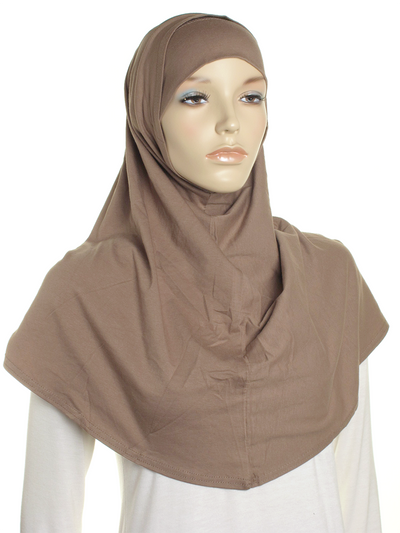 Taupe Plain Cotton 2 Pce Al Amira Hijab - Hijab Store Online