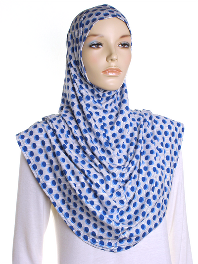 Blue Polka Stripe Al Amira Hijab - Hijab Store Online