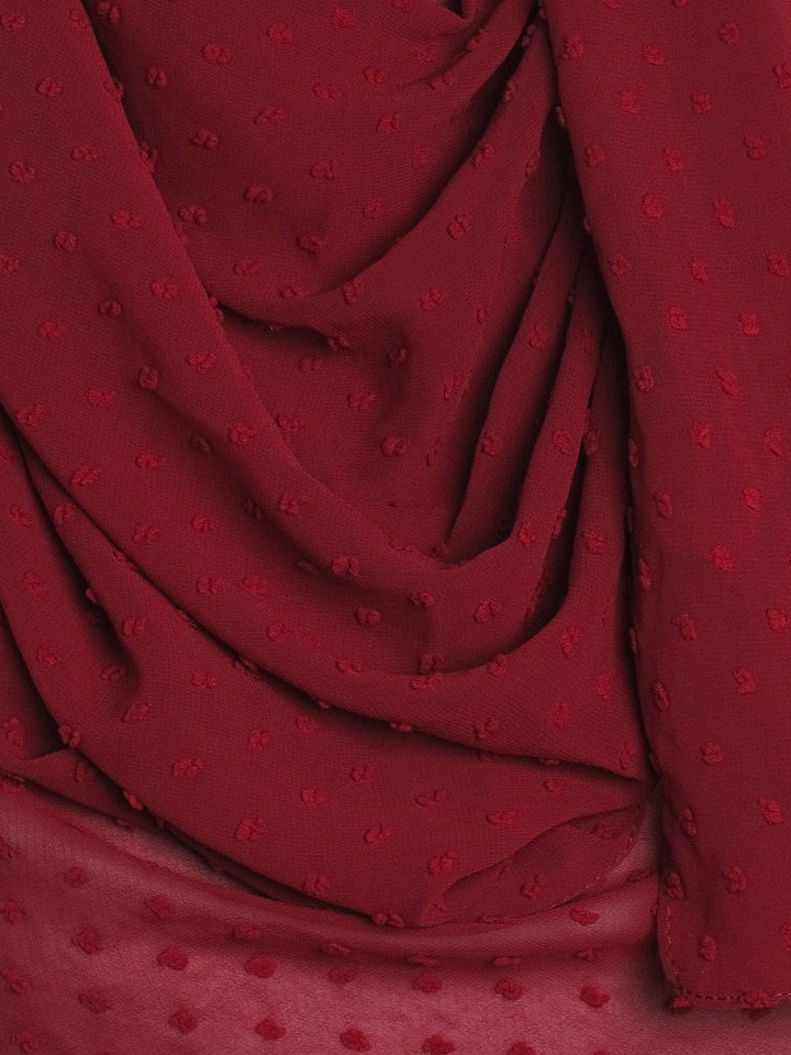 Crimson Dotted Chiffon Hijab