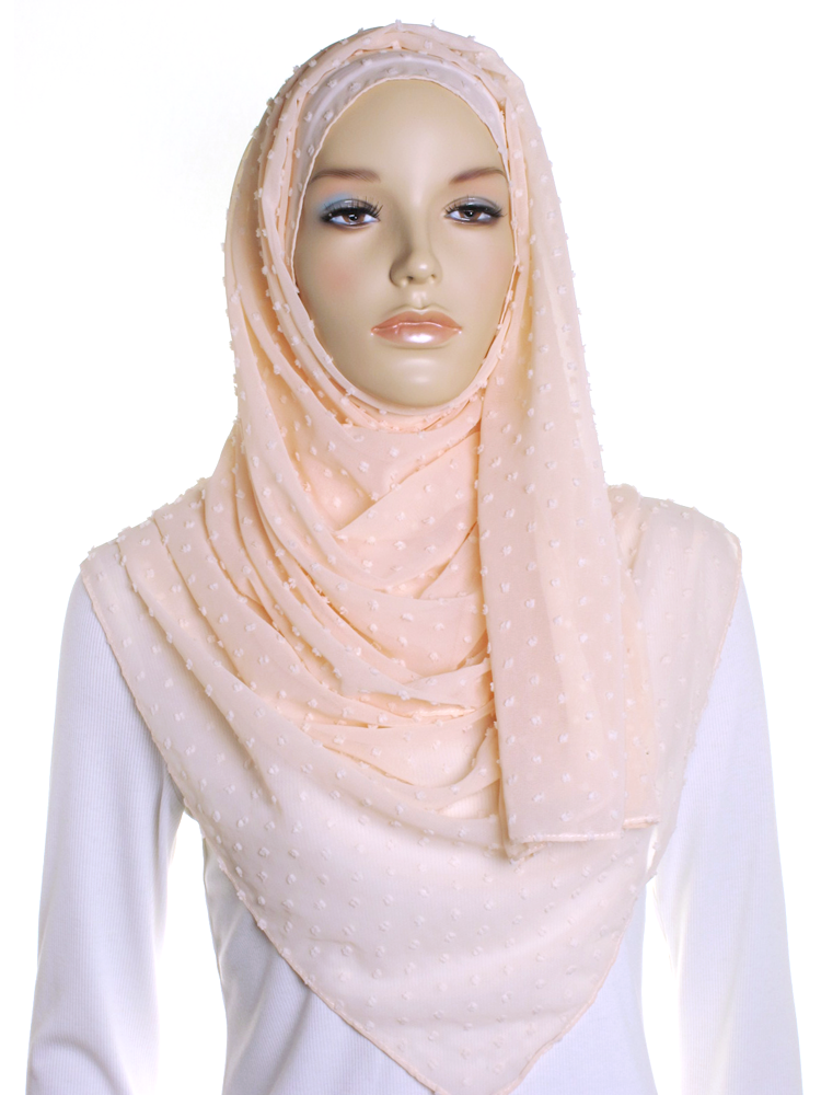 Light Peach Dotted Chiffon Hijab – Hijab Store Online