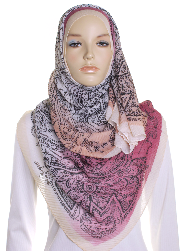 Hot Pink Ombre Crinkle Cotton Hijab