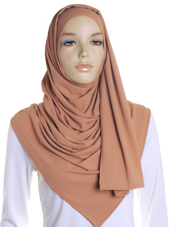 Hazelnut Ribbed Jersey Hijab