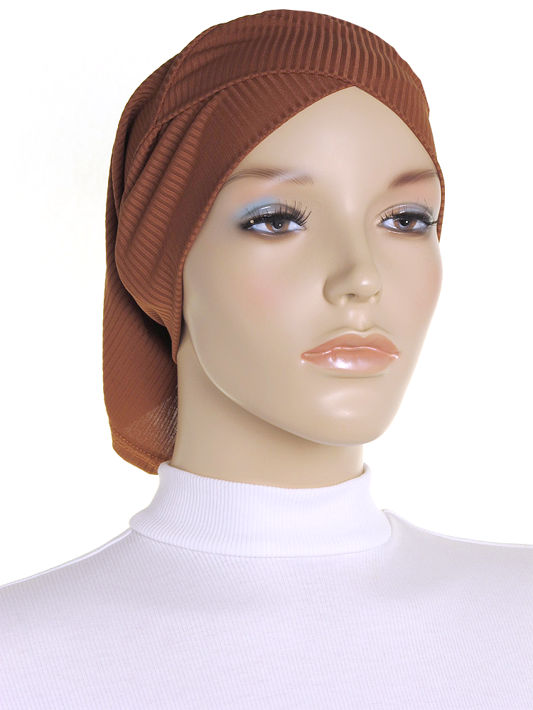 Chestnut Criss Cross Ribbed Underscarf - Hijab Store Online