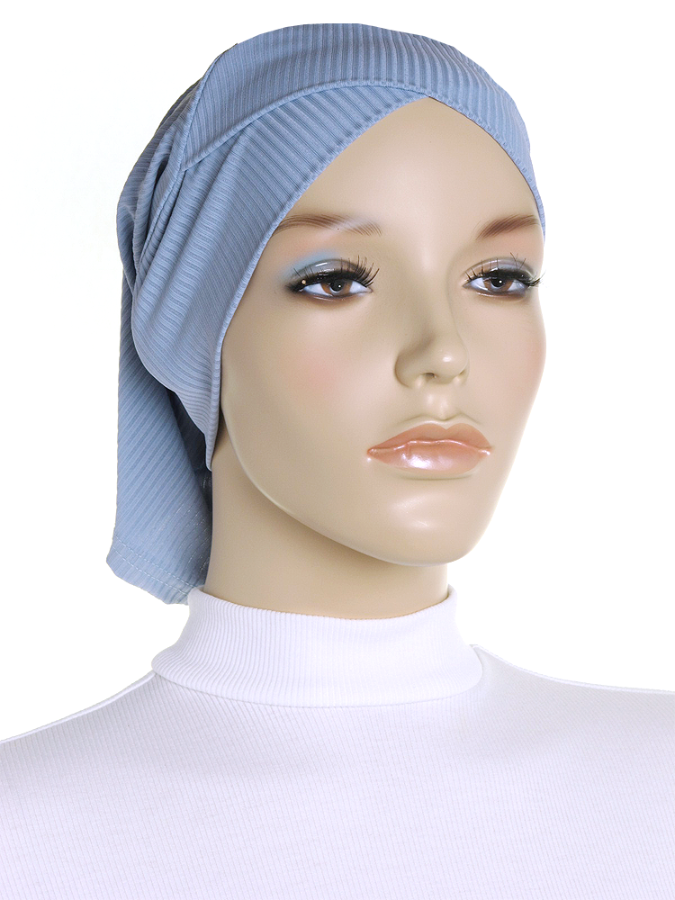 Dusk Blue Criss Cross Ribbed Underscarf - Hijab Store Online