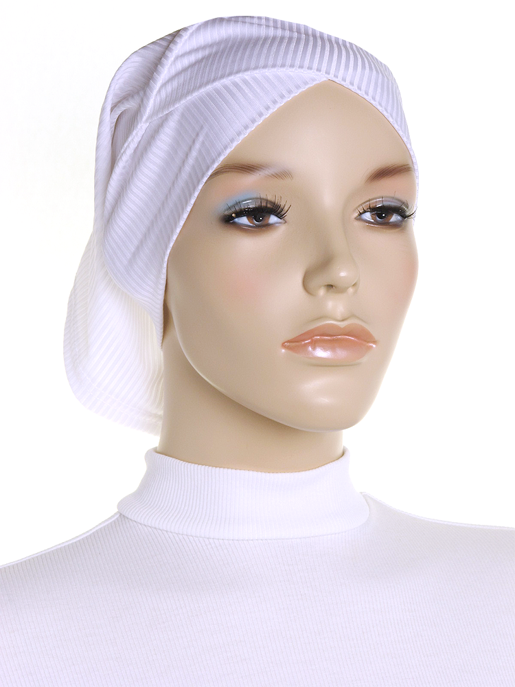 White Criss Cross Ribbed Underscarf - Hijab Store Online
