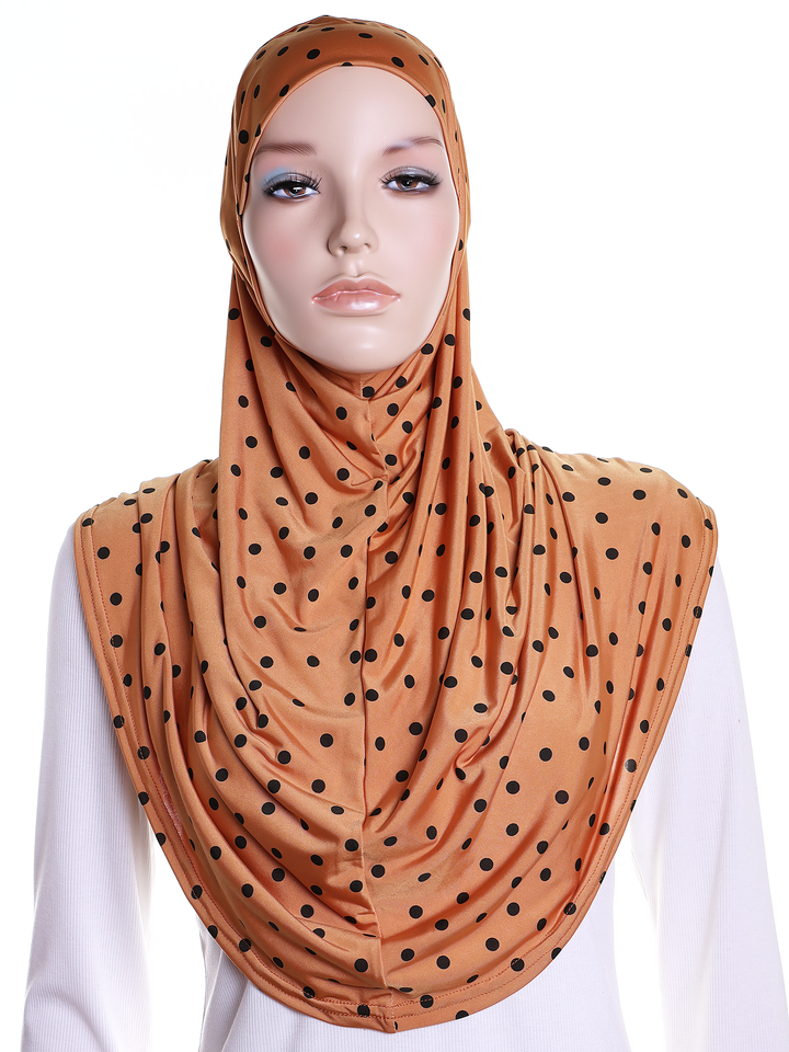 Dark Caramel Polka Al Amira Hijab