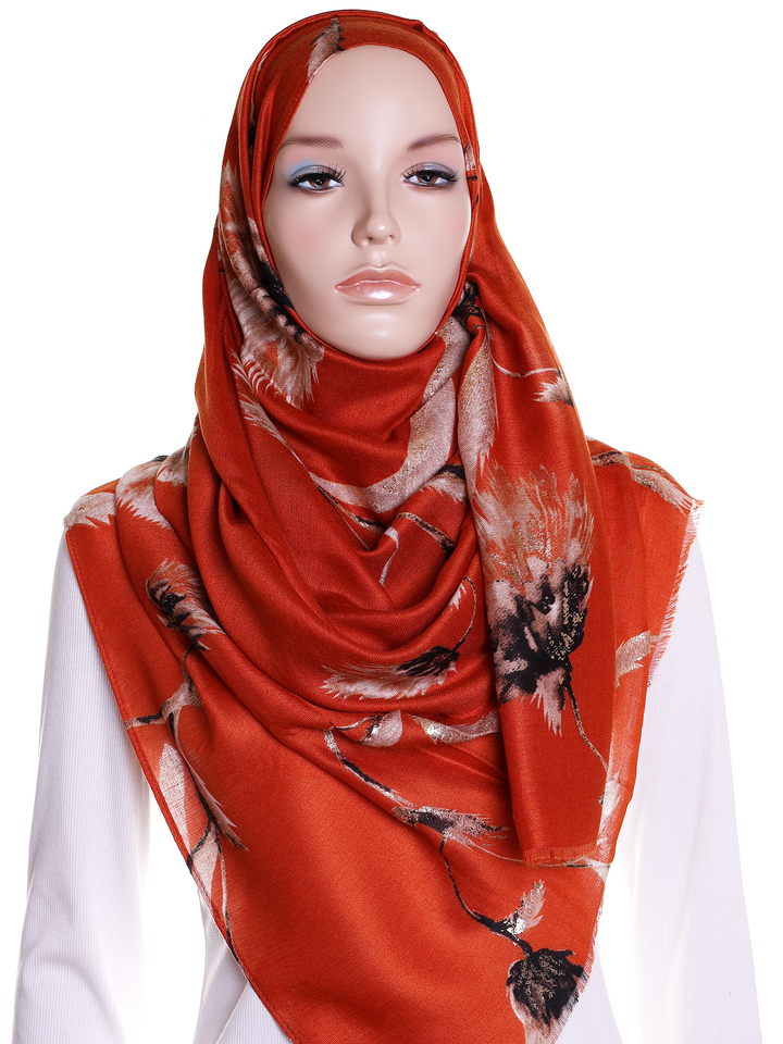 Rust Foil Sketch Hijab