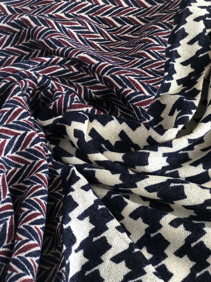 Navy & Red Herringbone Hijab