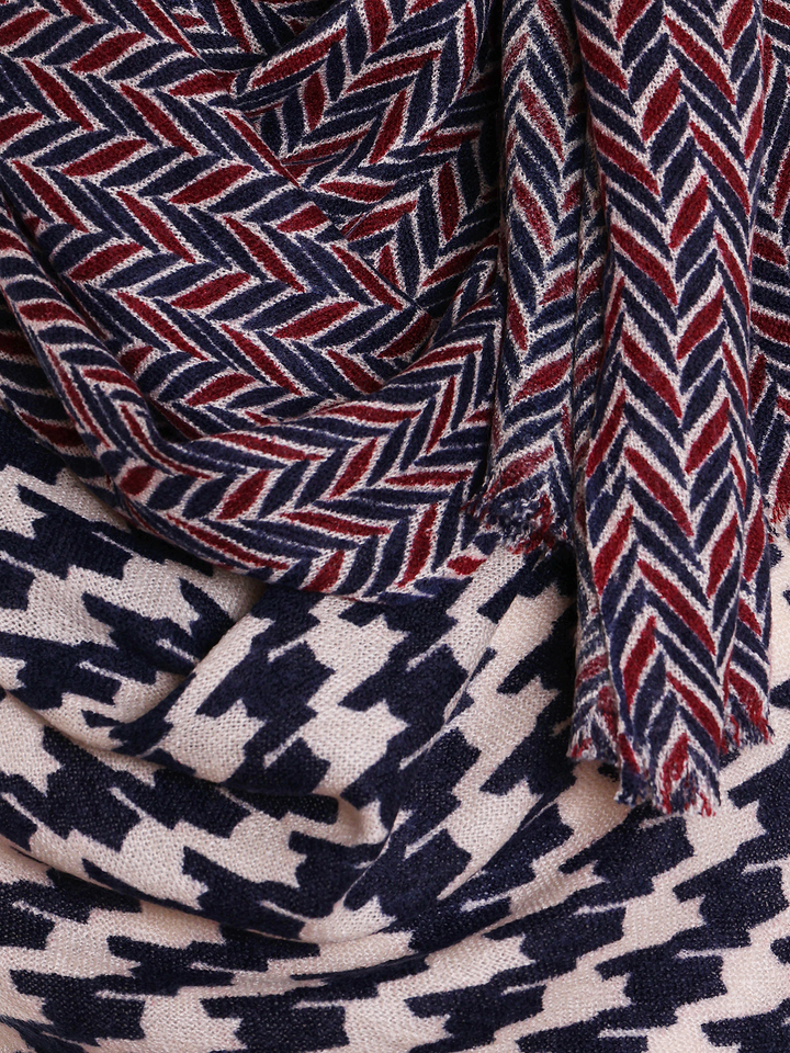 Navy & Red Herringbone Hijab