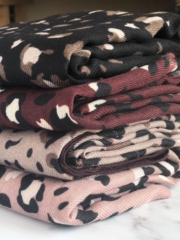 Mocha Leopard Border Print Hijab