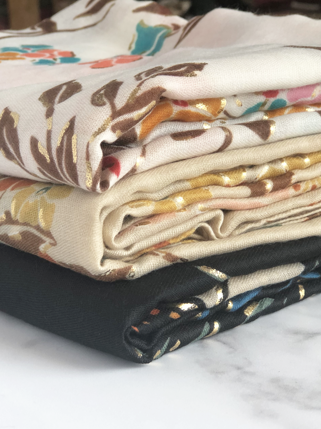 Ivory Magnolia Bloom Print Hijab
