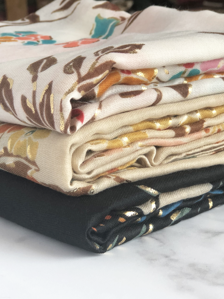 Ivory Magnolia Bloom Print Hijab