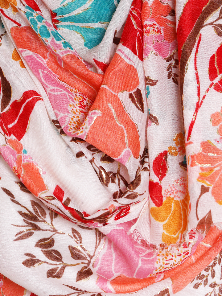 Ivory Magnolia Bloom Print Hijab
