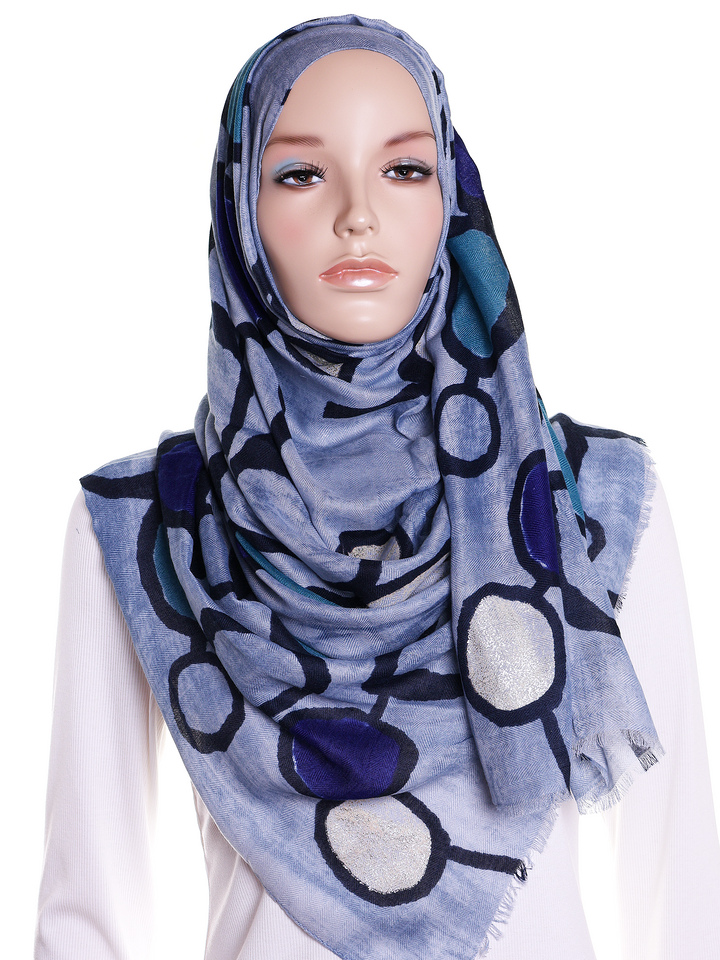 Blue Pebble Print Hijab