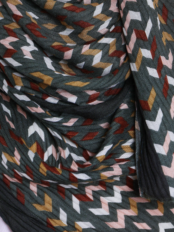 Khaki Pleated Waves Hijab