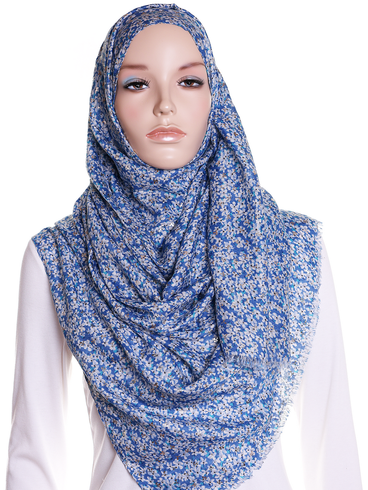 Blue Prairie Floral Print Hijab