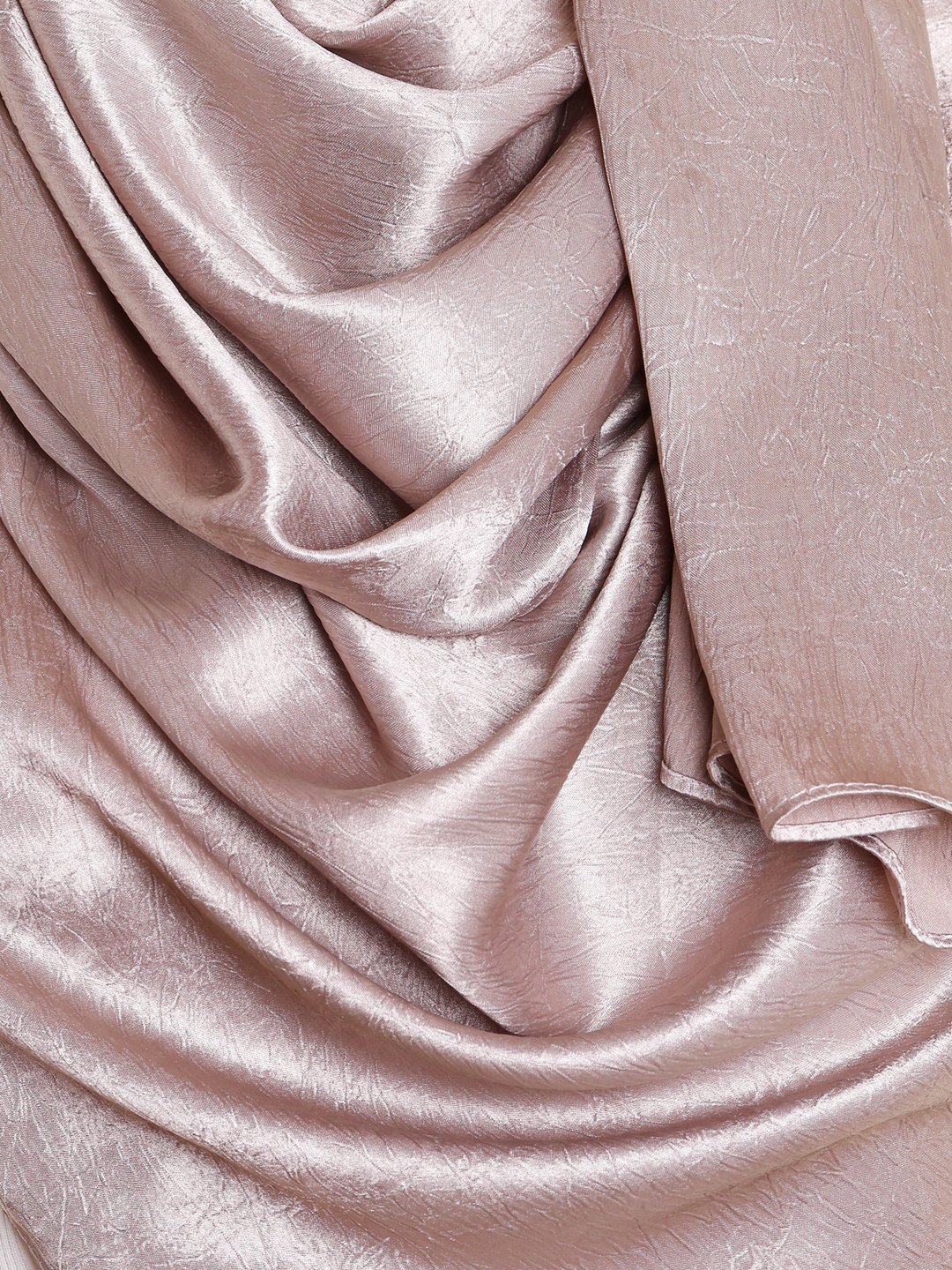 Beige Plain Crushed Satin Hijab