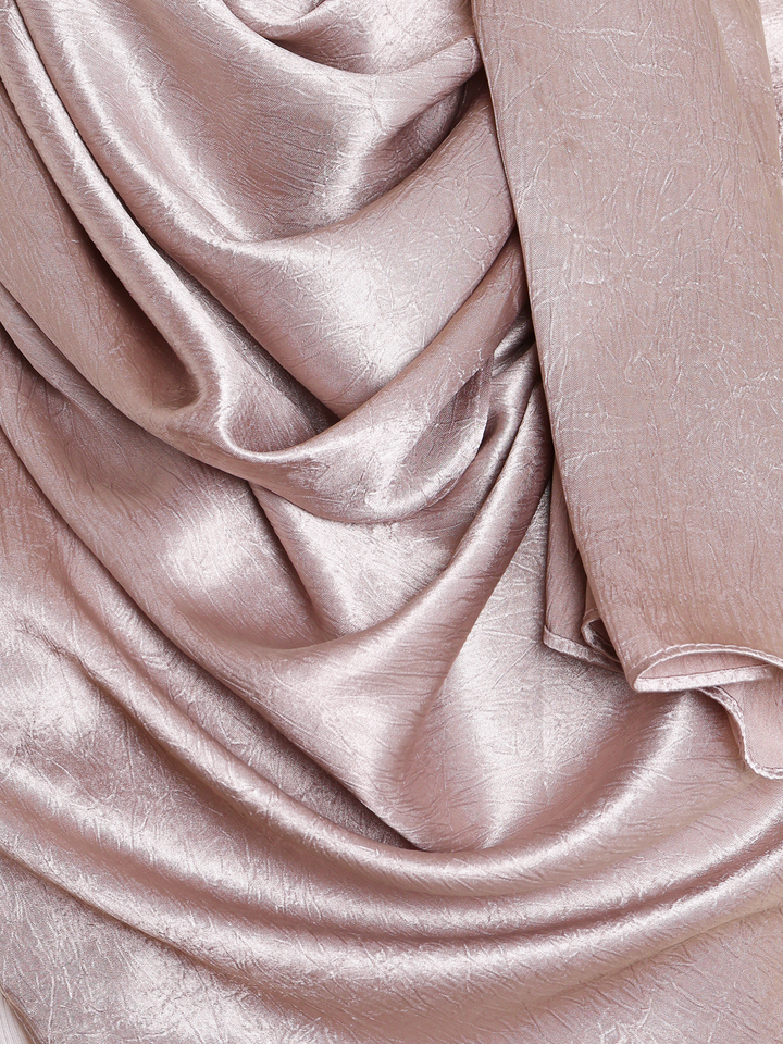 Beige Plain Crushed Satin Hijab
