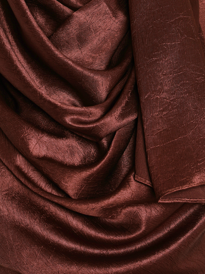 Brown Plain Crushed Satin Hijab