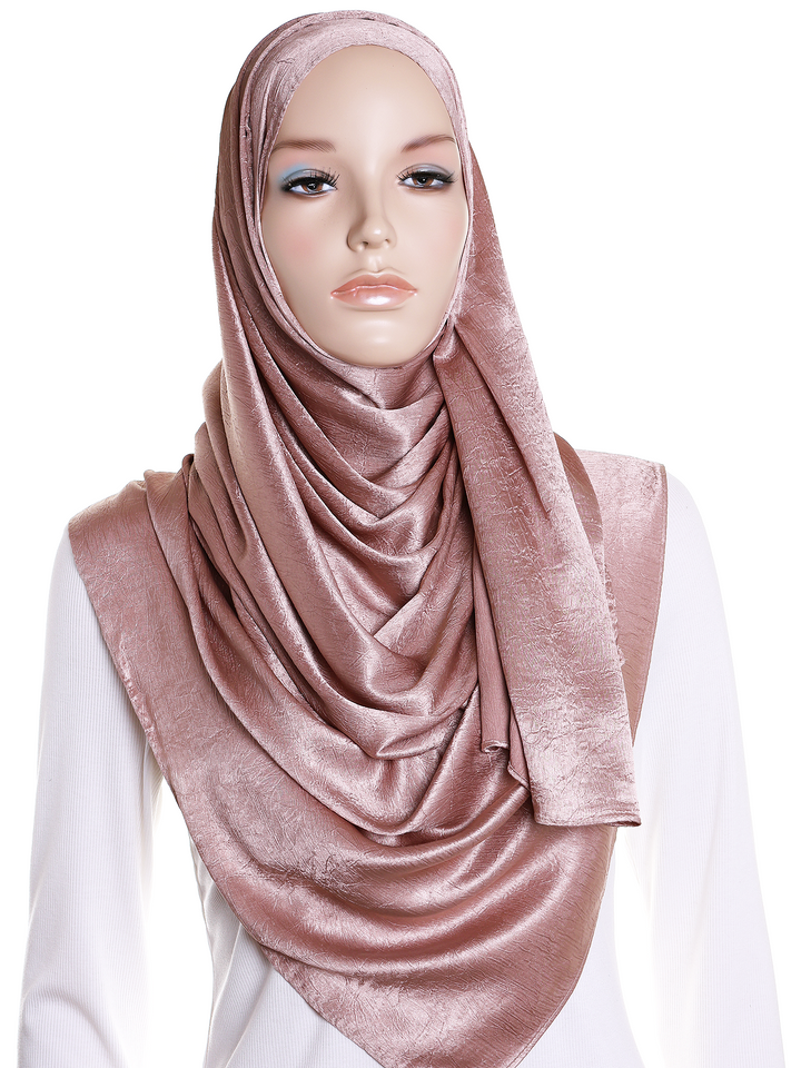 Cocoa Plain Crushed Satin Hijab