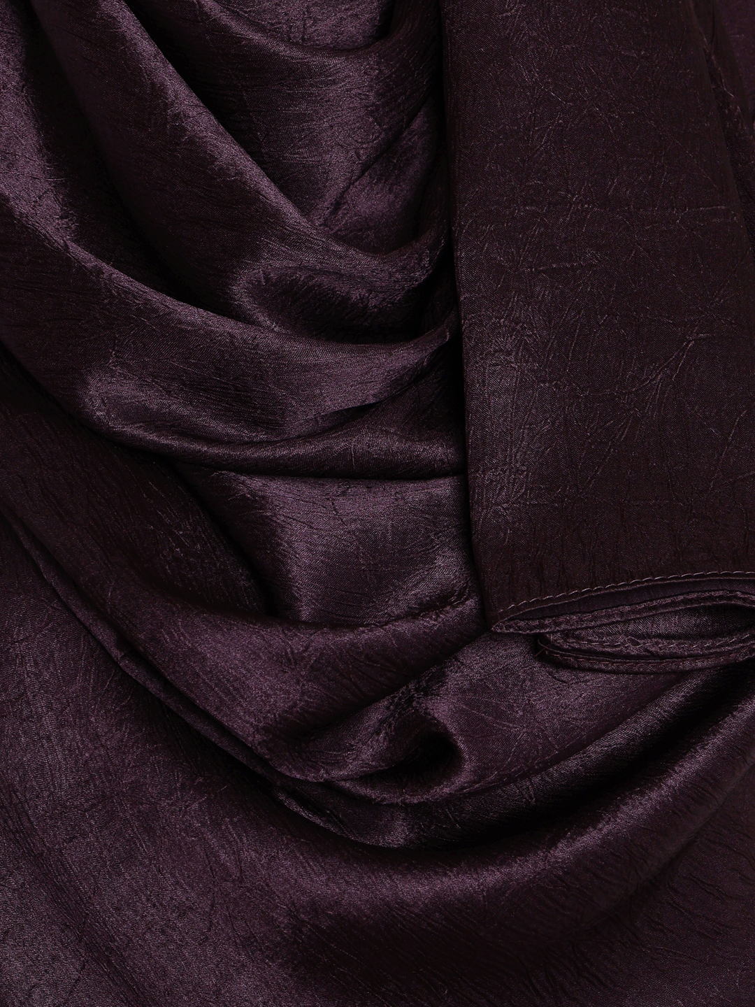 Dark Brown Plain Crushed Satin Hijab