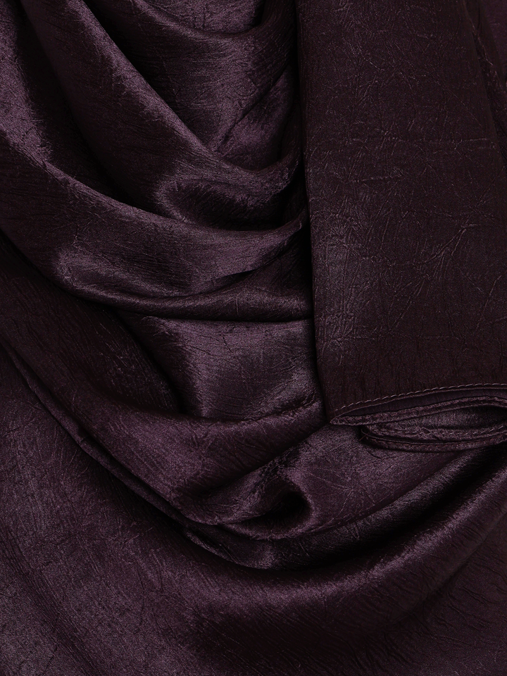 Dark Brown Plain Crushed Satin Hijab