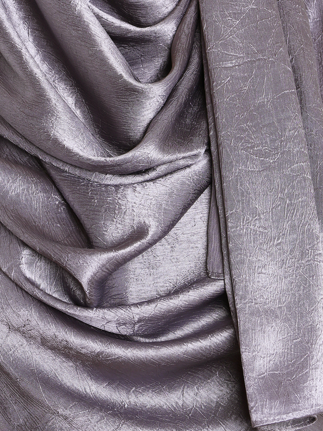 Grey Plain Crushed Satin Hijab