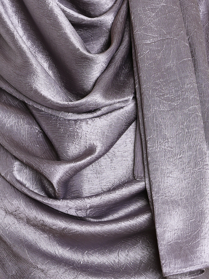 Grey Plain Crushed Satin Hijab