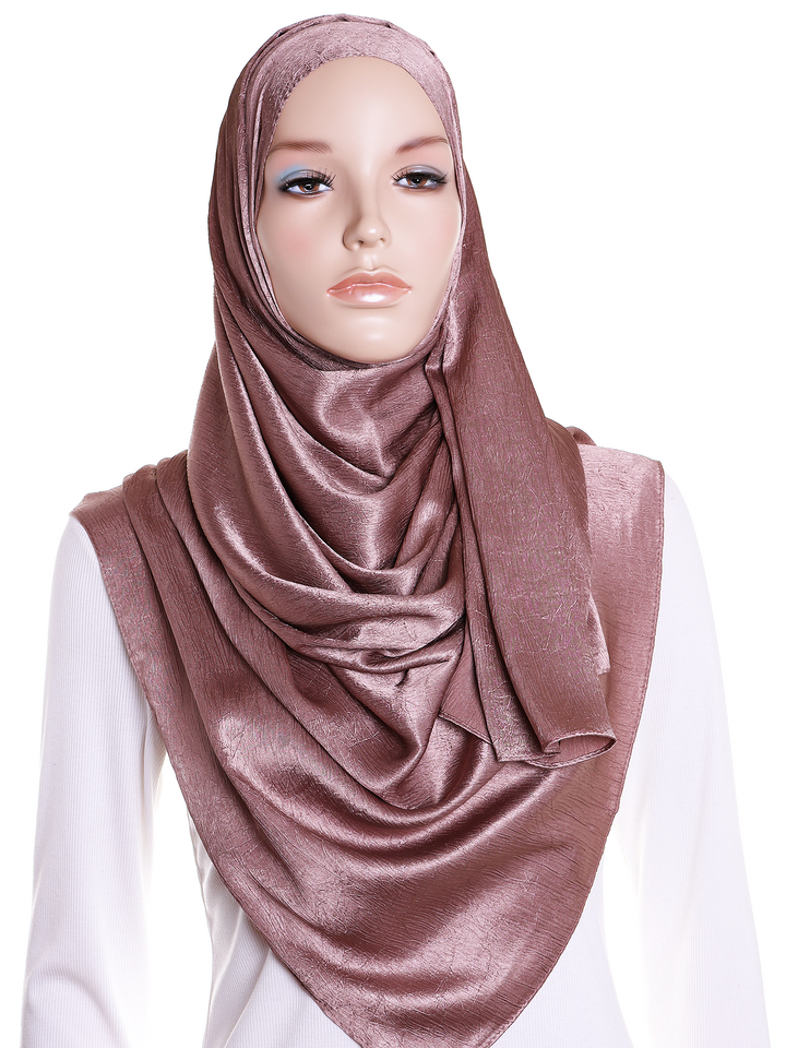 Latte Plain Crushed Satin Hijab