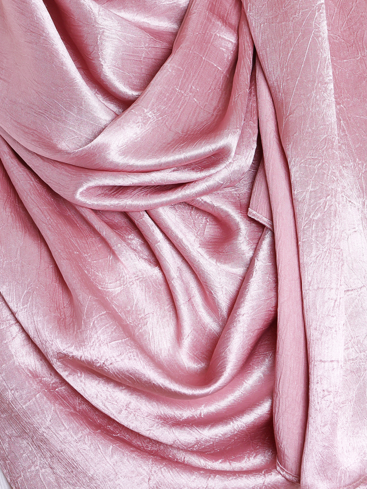 Rose Plain Crushed Satin Hijab