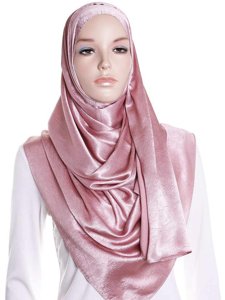 Rose Plain Crushed Satin Hijab