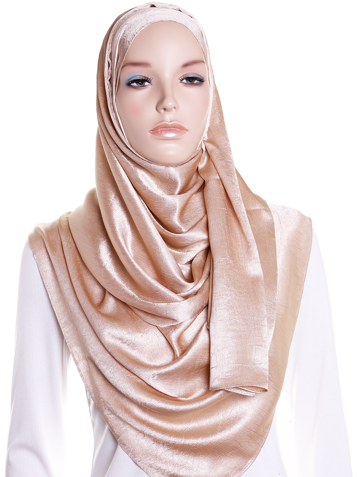 Stone Plain Crushed Satin Hijab