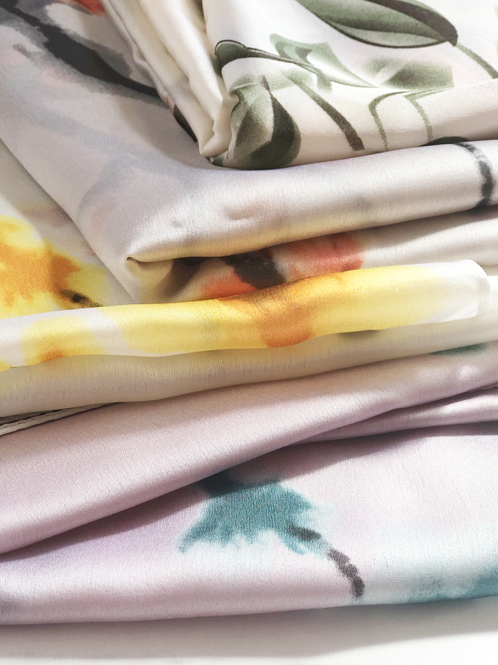 Cream Floral Silk Print Hijab