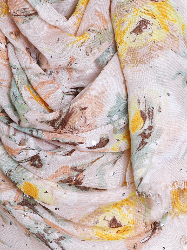 Beige Rose Floral Speckled Hijab