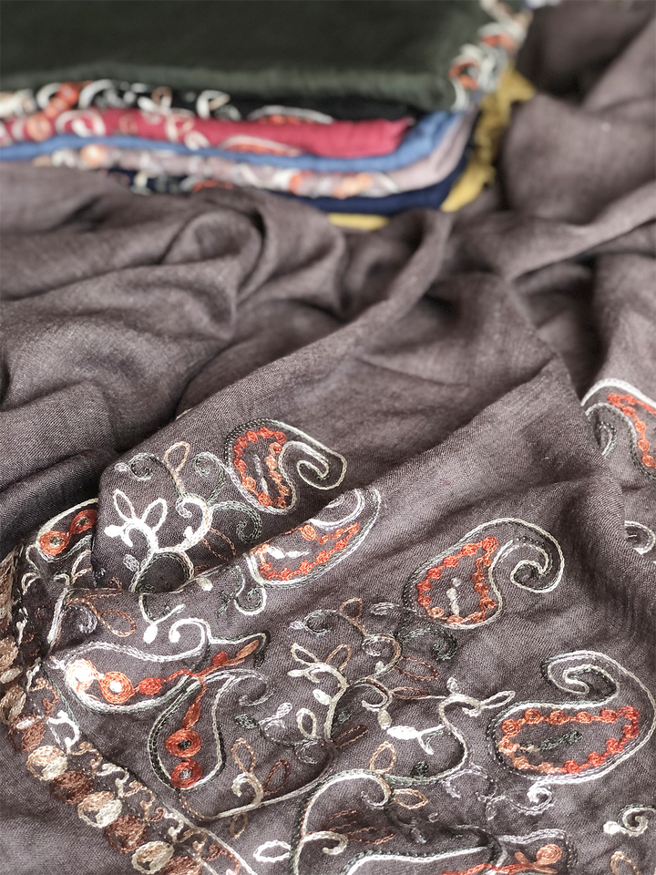 Navy Paisley Embroidered Square Hijab