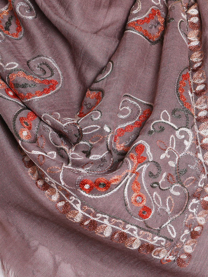 Mocha Paisley Embroidered Square Hijab