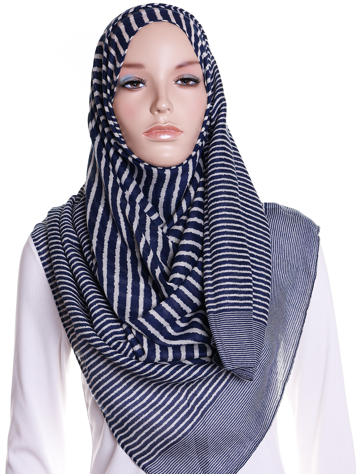Navy Stripe Hijab