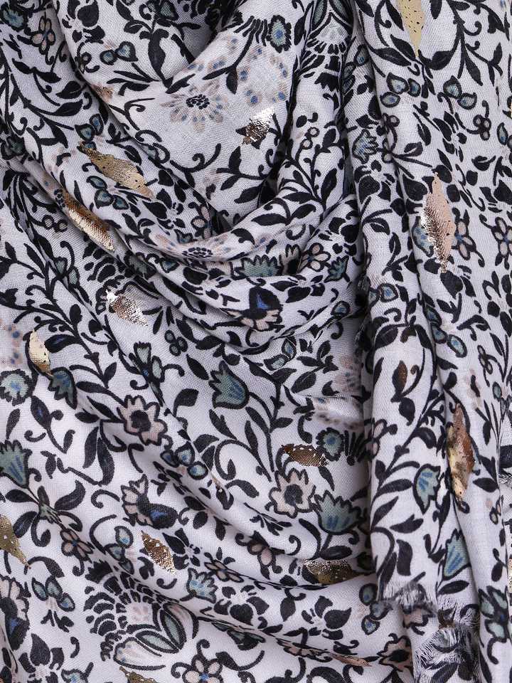 Black Vine Floral Print Hijab