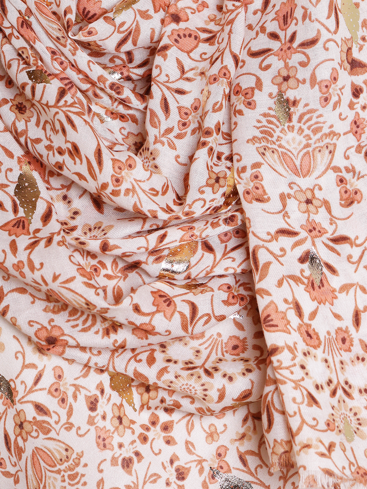 Brown Vine Floral Print Hijab