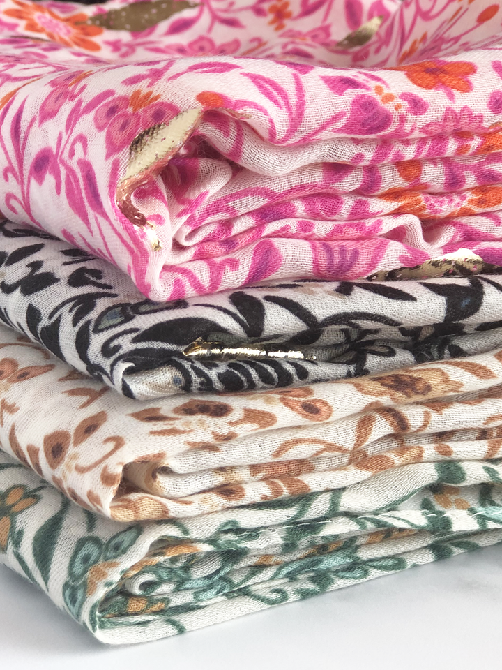 Green Vine Floral Print Hijab