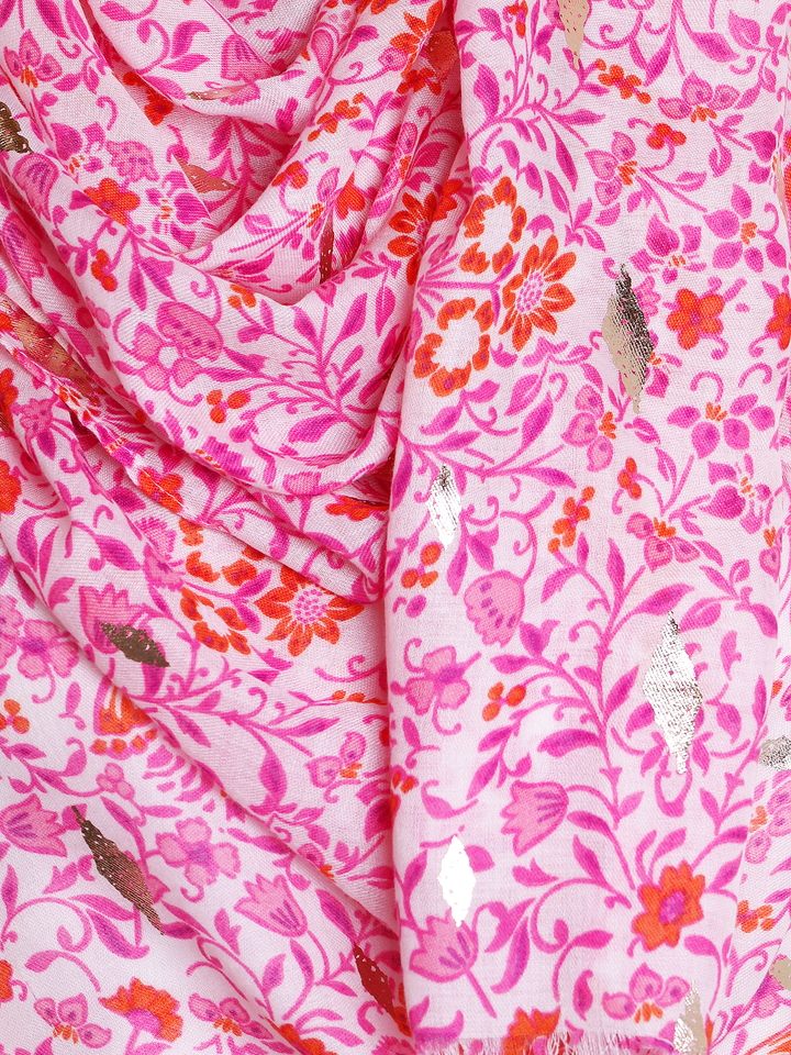 Pink Vine Floral Print Hijab