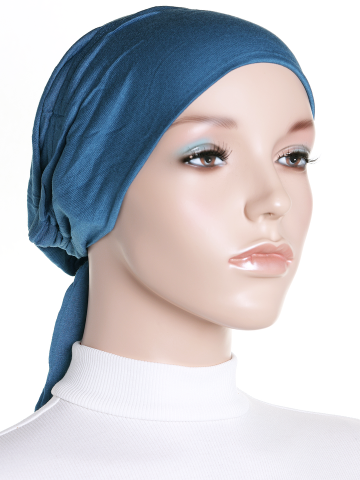 Indigo Plain Jersey Tie Back Bonnet