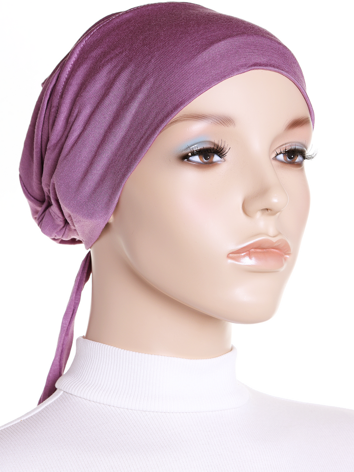 Plum Plain Jersey Tie Back Bonnet