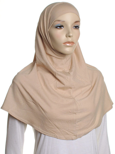 Beige Plain Cotton 2 Pce Al Amira Hijab - Hijab Store Online