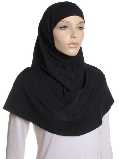 Black Plain Cotton 2 Pce Al Amira Hijab - Hijab Store Online