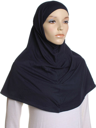 Navy Plain Cotton 2 Pce Al Amira Hijab - Hijab Store Online