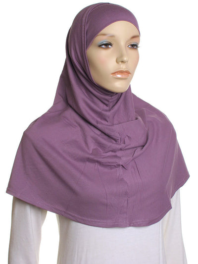 Plum Plain Cotton 2 Pce Al Amira Hijab - Hijab Store Online