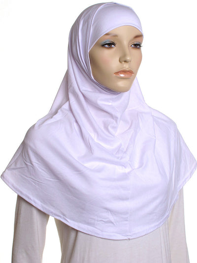 White Plain Cotton 2 Pce Al Amira Hijab - Hijab Store Online