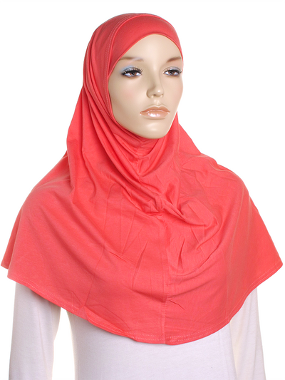 Dark Coral Plain Cotton 2 Pce Al Amira Hijab - Hijab Store Online